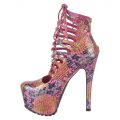 Women's Denmark High Heel Bootie Multi Color/Fuschia Snake