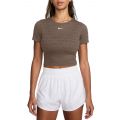Dri-FIT Short-Sleeve Cropped Jacquard Top Mink Brown/White