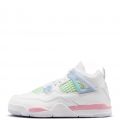 Pre-School Jordan 4 Retro "Valentines Day White/Med Soft Pink-Half Blue