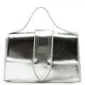 Metallic Flap Top Handle Crossbody Bag Silver