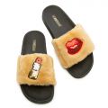 Fur Slides Black/Beige