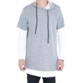 The LS Essential Layered Hoodie w/ Sleeve Zips in Heather Grey & White Heather