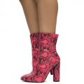 Women's BOAS Hig Heel Ankle Boots NEON PINK