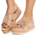 Lakota-37 Criss Cross Band Sandals Rose Gold