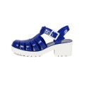 Strawberry-01 Low Heel Jelly Sandal Blue/White