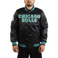 NBA Chicago Bulls Satin Jacket  Black/Gold/ Light Blue