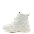 Queendom-1 Rhinestone Platform Sneakers White