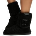 Knit Tall Booties in Black Black