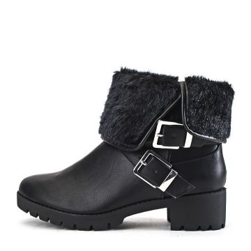 SHIEKH Low Heel Fur Ankle Boot Eris-S FD ERIS-S/BLK - Shiekh