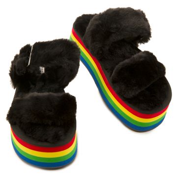 fur platform sandals
