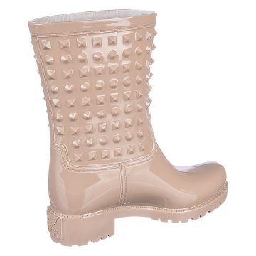 beige rain boots