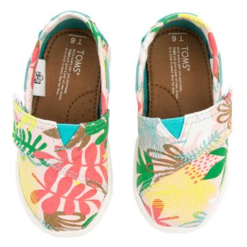 TOMS Tiny Toms Biminis Tropical Palms Pink Sneakers 10010052 - Shiekh