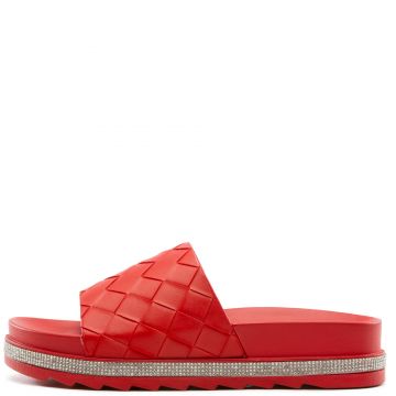 red flat platform sandals