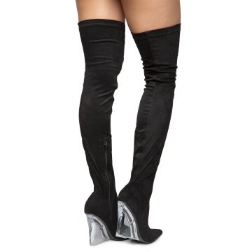 CHASE + CHLOE Emilie-4 Wedge Thigh High Boots EMILIE-4-BKSU - Shiekh