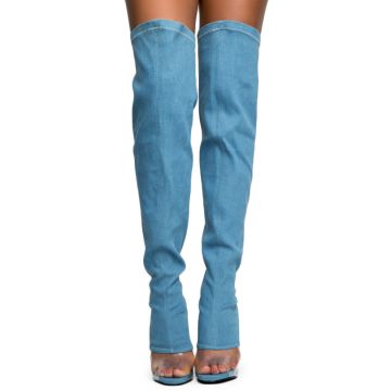 CAPE ROBBIN Lola-15 Heeled Boots LOLA-15/DENIM - Shiekh