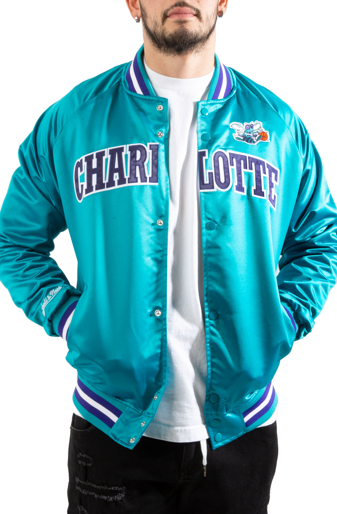 Mitchell & Ness Jacket - Charlotte Hornets White, Men