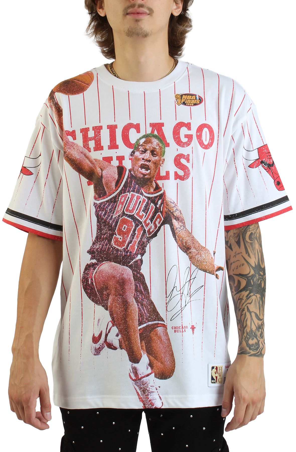 ミッチェル&ネス Mitchell & Ness 【 Dennis Rodman Vice T-Shirt Mens 】 メンズ Men's Dennis Rodman Black Chicago Bulls Neon Pop Player T-Shirt