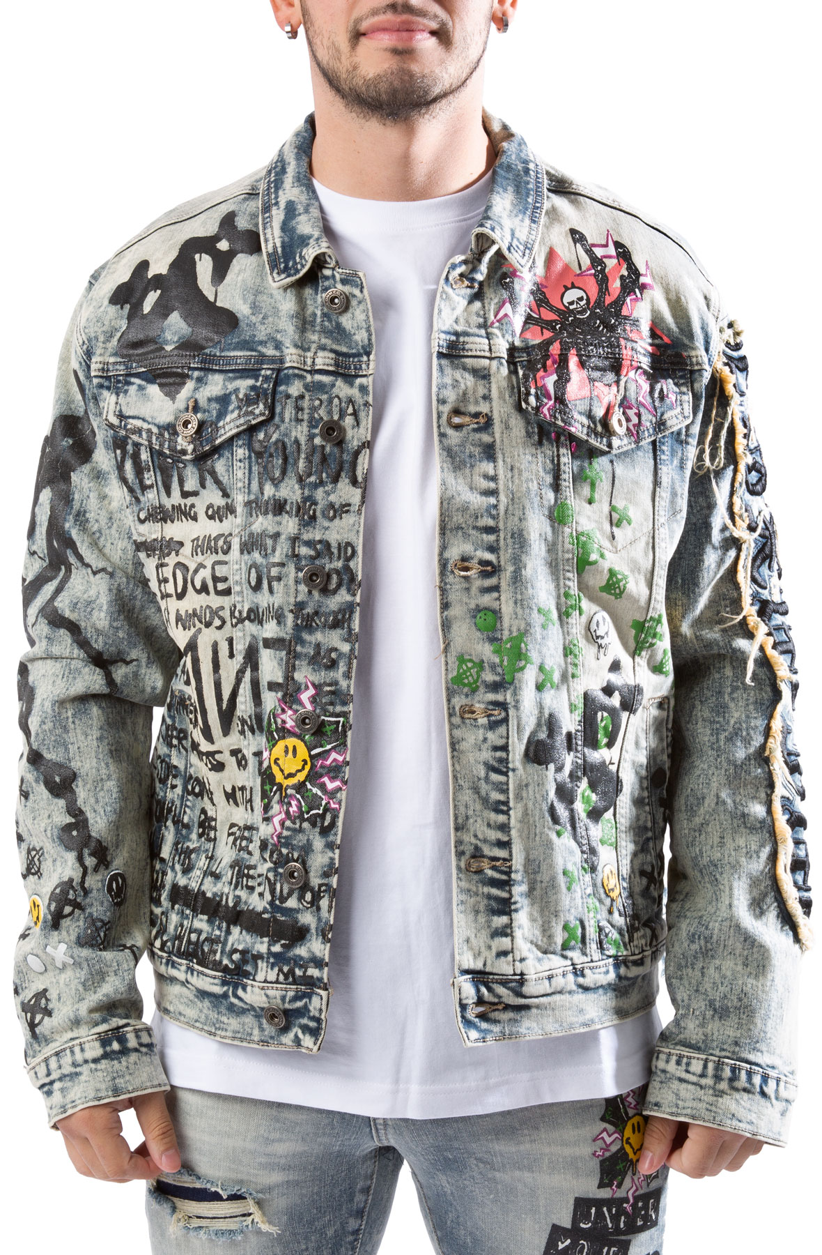 Mens graphic 2024 jean jacket