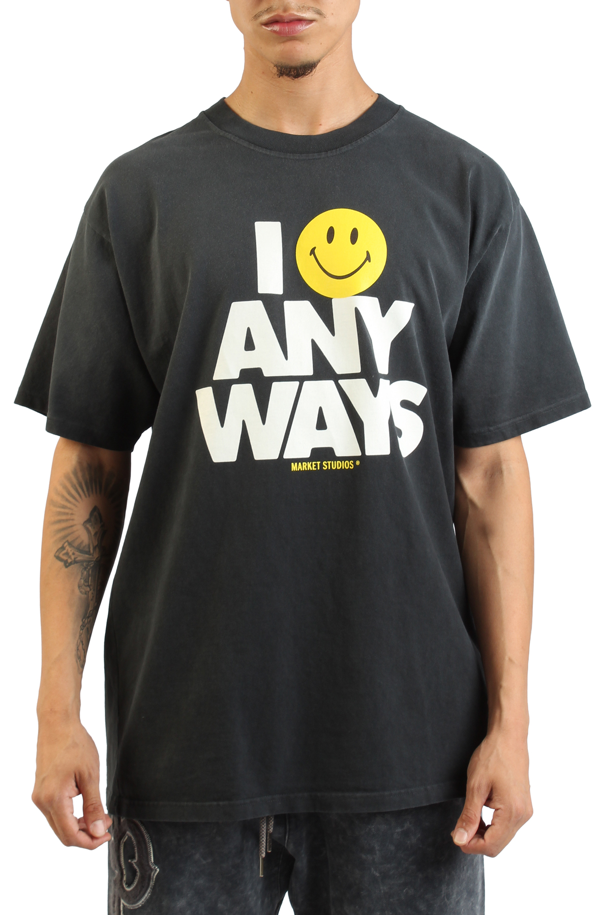 MARKET Smile Anyways T-Shirt MKT25FW-SS0216BLK - Shiekh