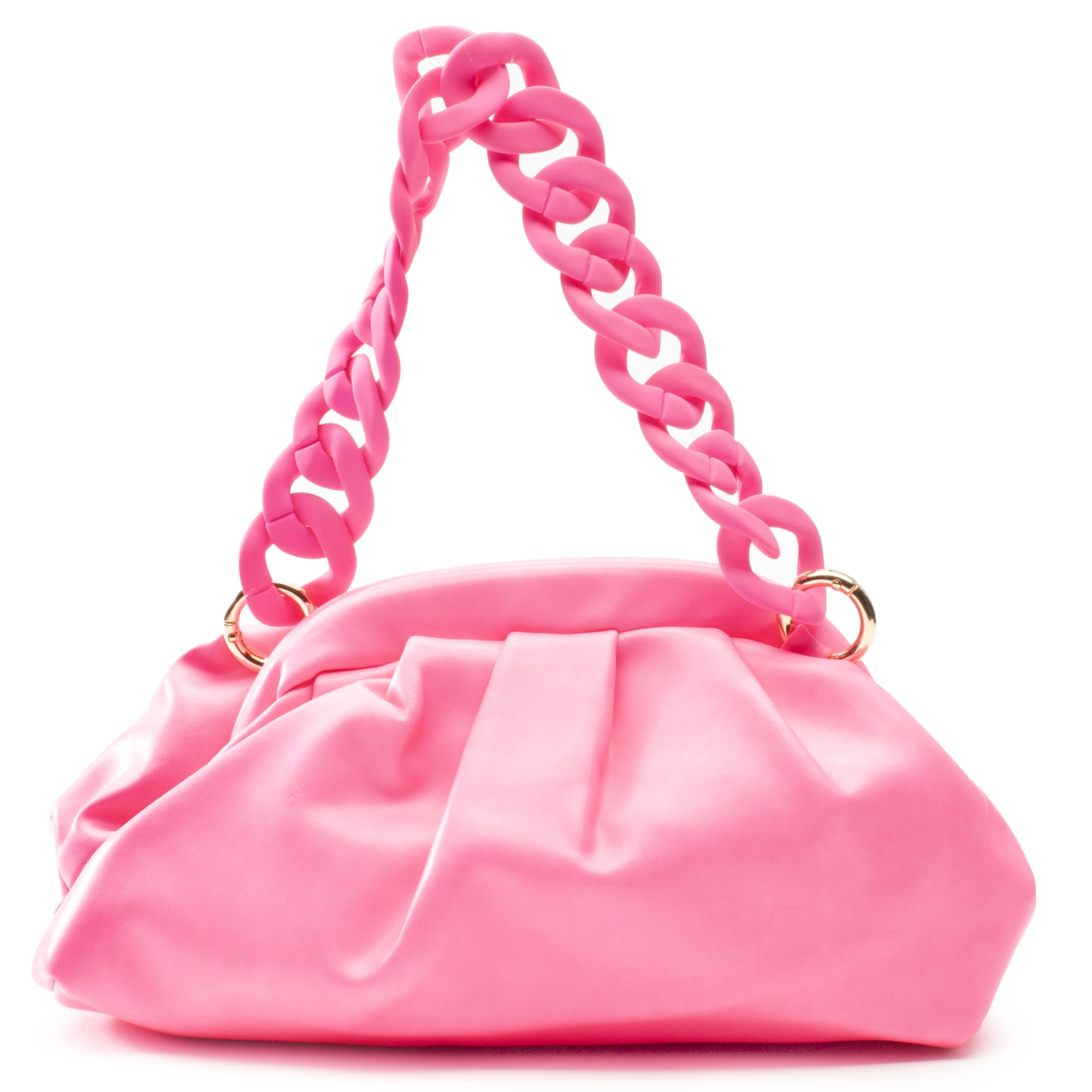 Neon Pink Snakeskin Embossed Chain Square Bag Funky Style