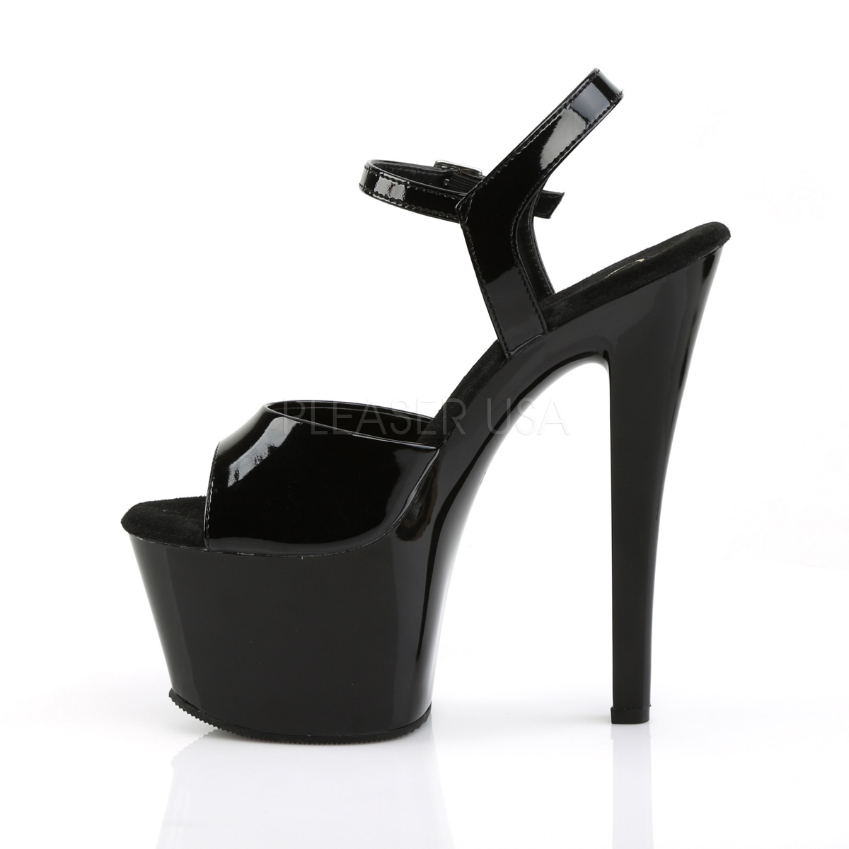 Pleaser Women's Sky-308 Platform Sandal - Clear Straps, Gold Platform, Ankle Strap - View #5