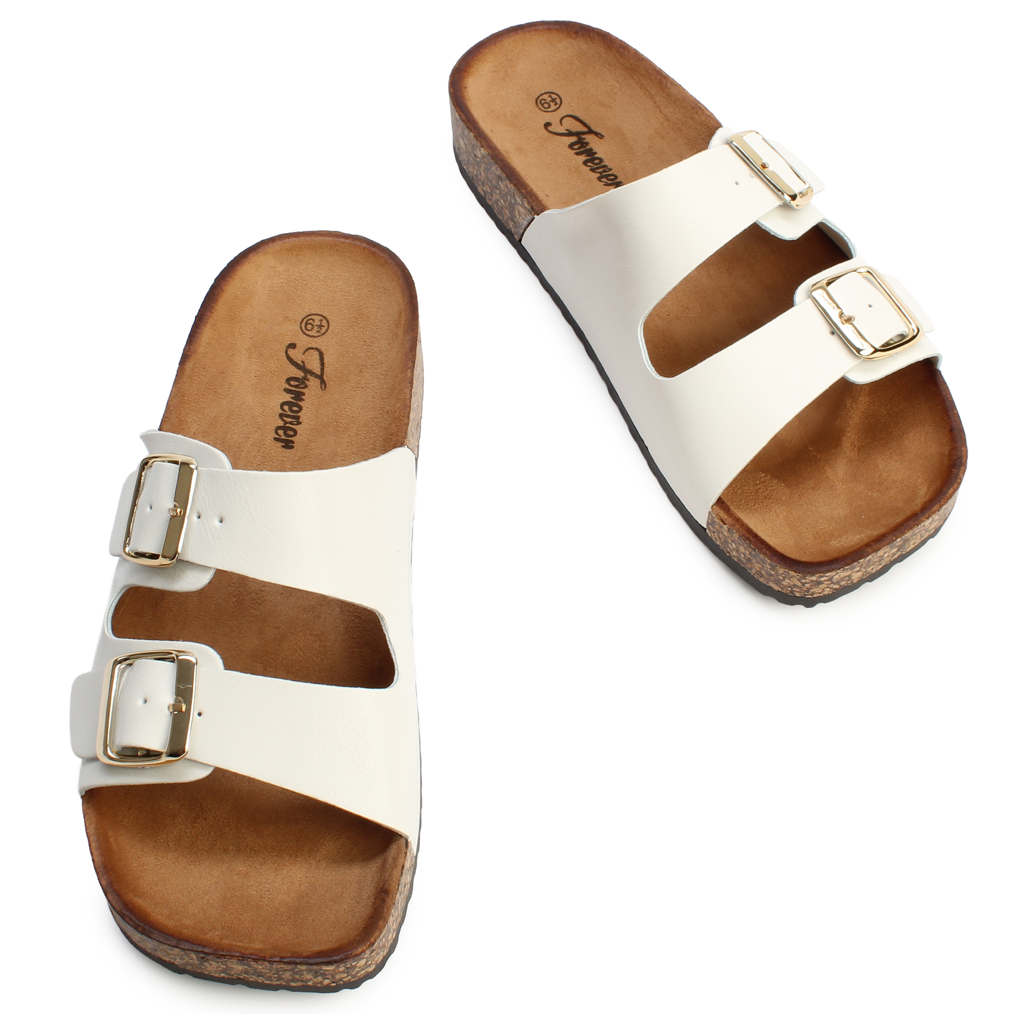 Women Birch-12 2 Buckle Sandal White Sandals 8.5 White