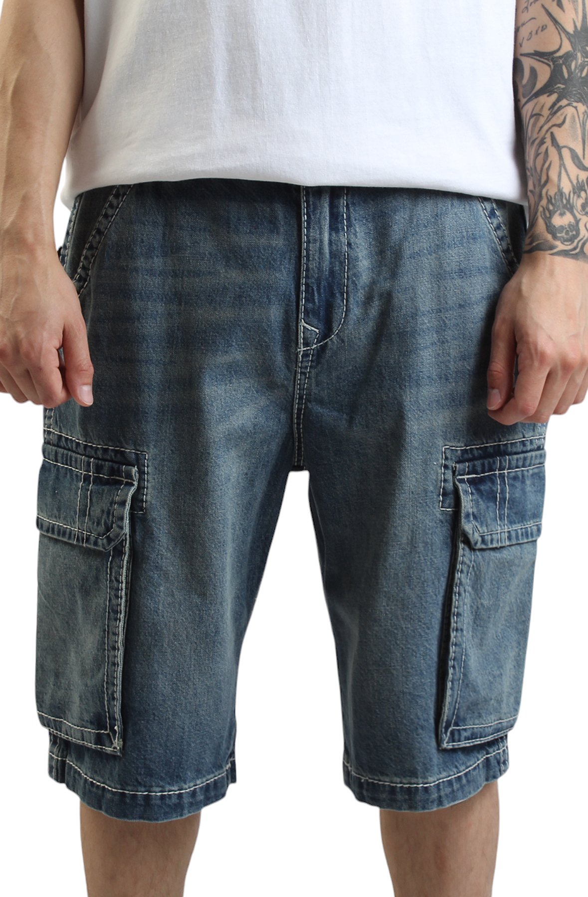 【TRUE RELIGION】★デニム★ VINNY BIG T DENIM CARGO SHORT VINNY BIG T DENIM CARGO SHORT - BULLET BLACK WASH | True