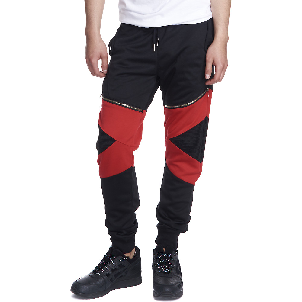 black and red jogger pants
