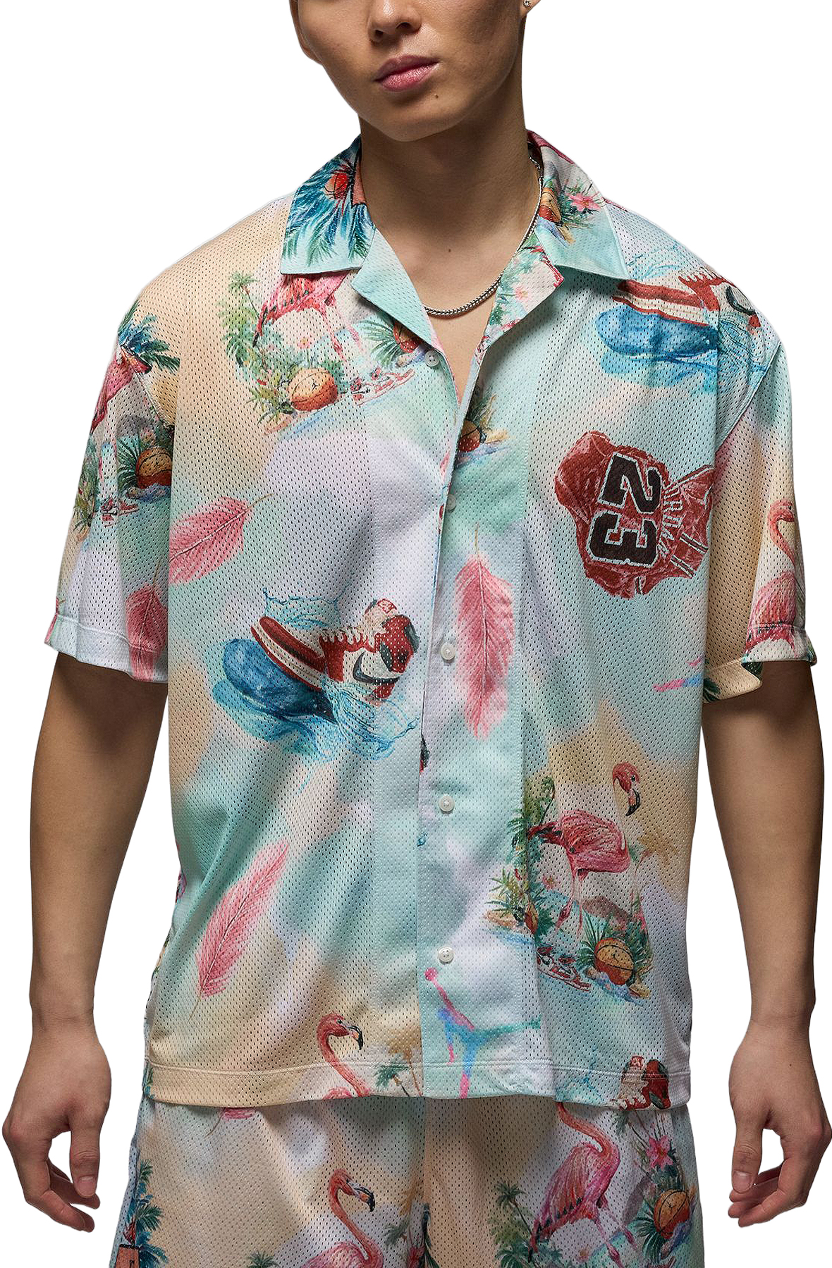 Men Essentials Printed Camp Top Sail/Glacier Blue Tops XL Sail/Glacier Blue