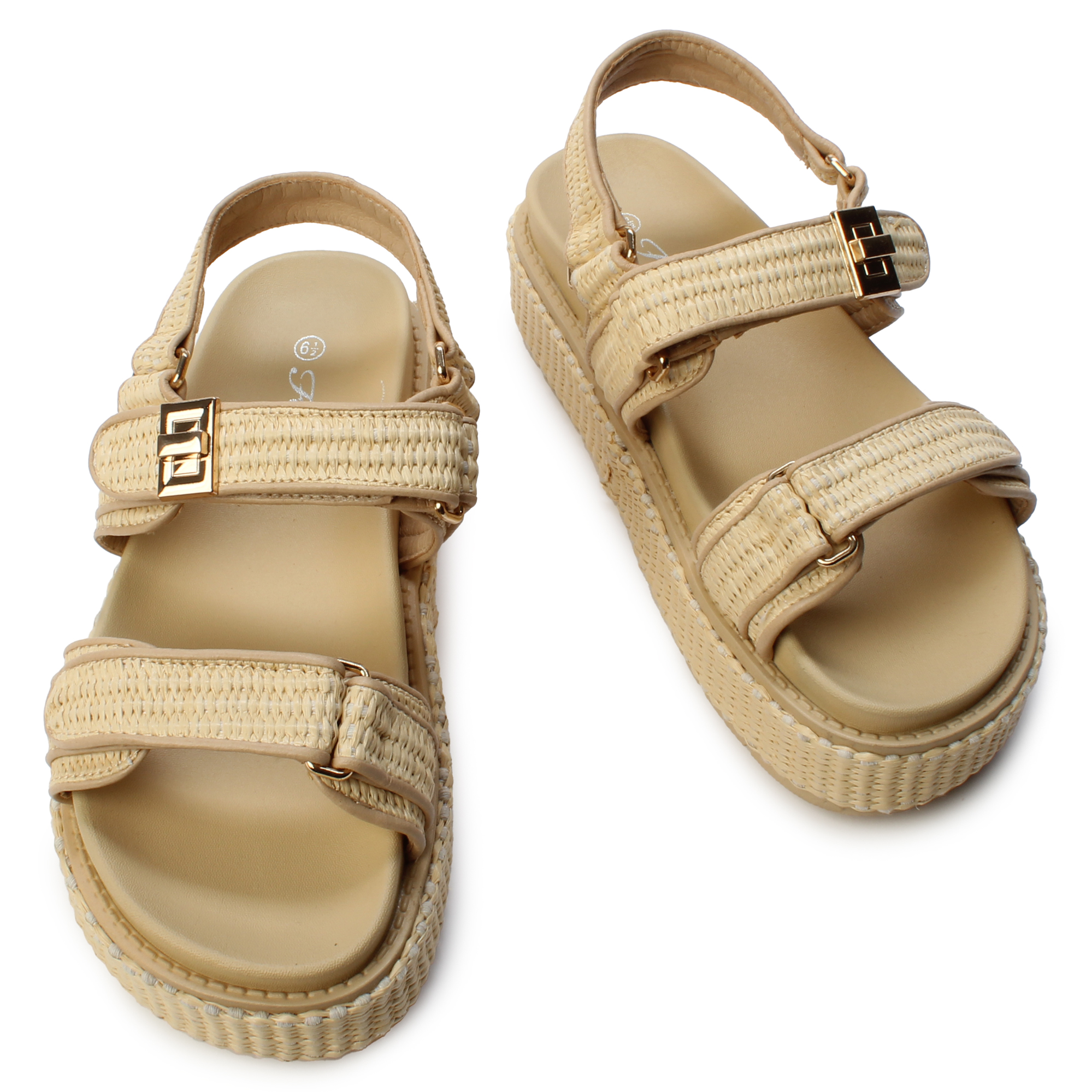 Women Gogo-11 Duo Slingback Sandal Raffia Sandals 7.5 Raffia