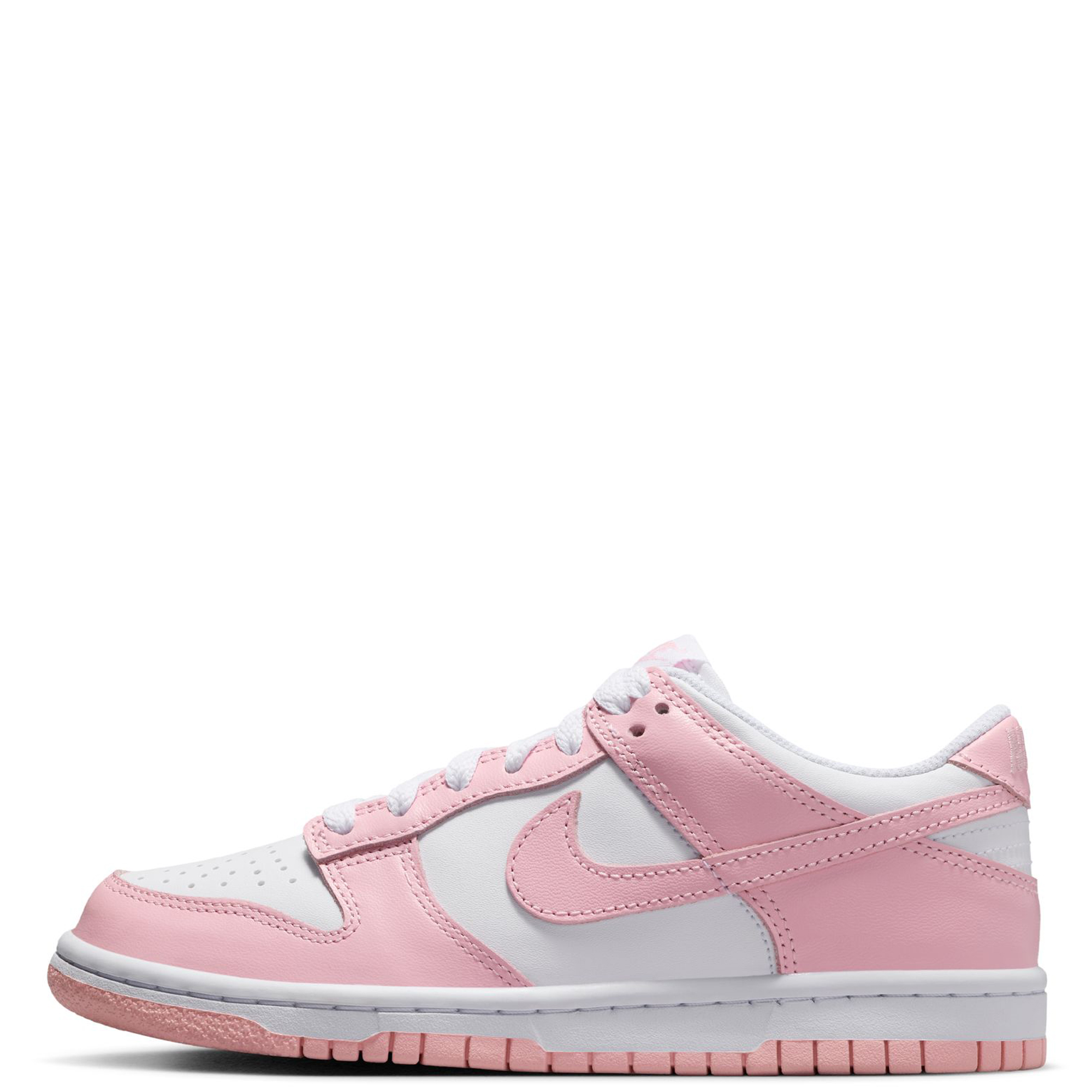 Nike White and Pink Low-Top Sneakers Nike Kids Girls White & Pink Dunk Low Trainers | Junior  main image 4