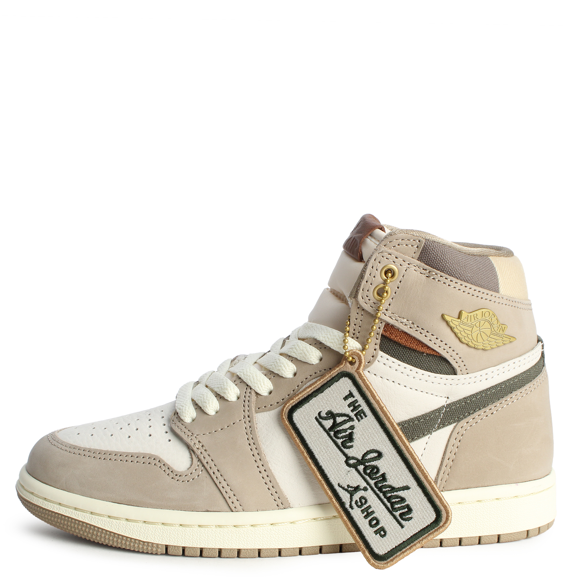 Women Air Jordan 1 High OG "Shop Jacket Khaki/Multi-Color-Sail-Cargo Khaki Sneakers 7 Khaki/Multi-Color-Sail