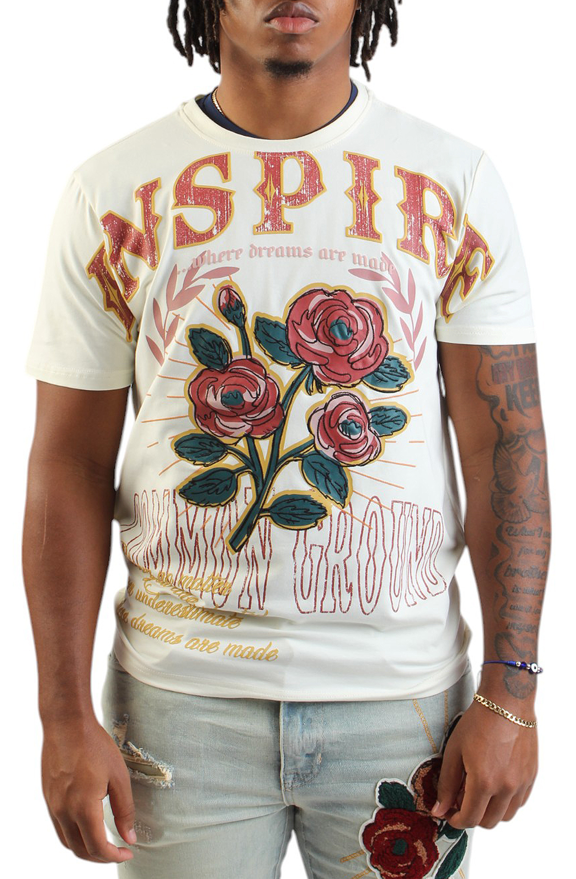 SMOKE RISE Roses Tandoori T-Shirt KT25176SK-PAP - Shiekh