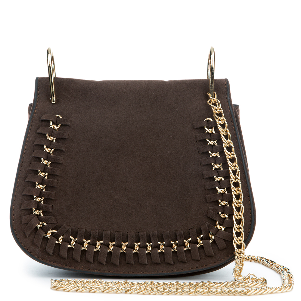 Women S Mini Fringe Suede Shoulder Purse Chocolate