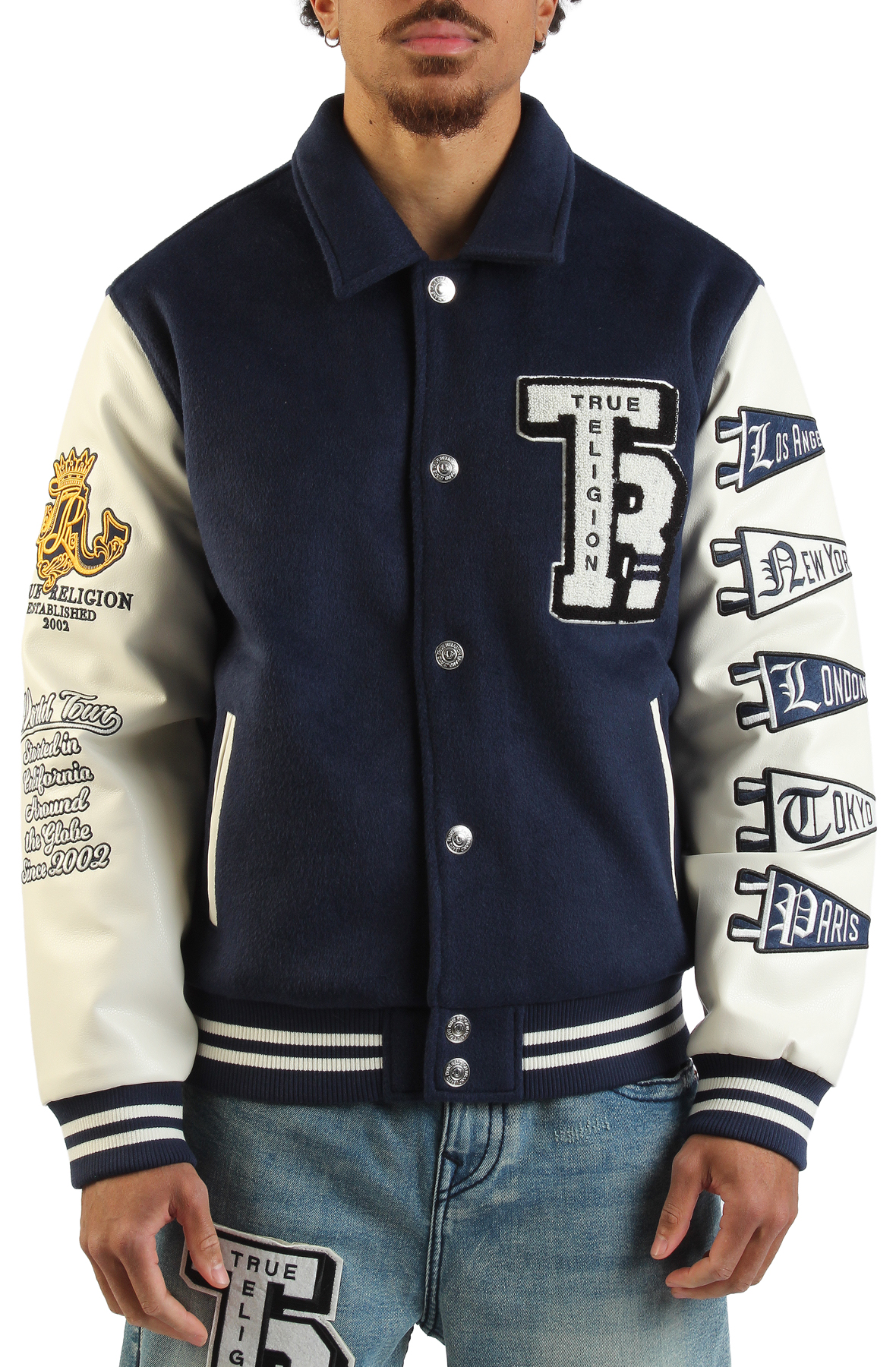 TRUE RELIGION Crest Wool Varsity Jacket 110100-4862 - Shiekh