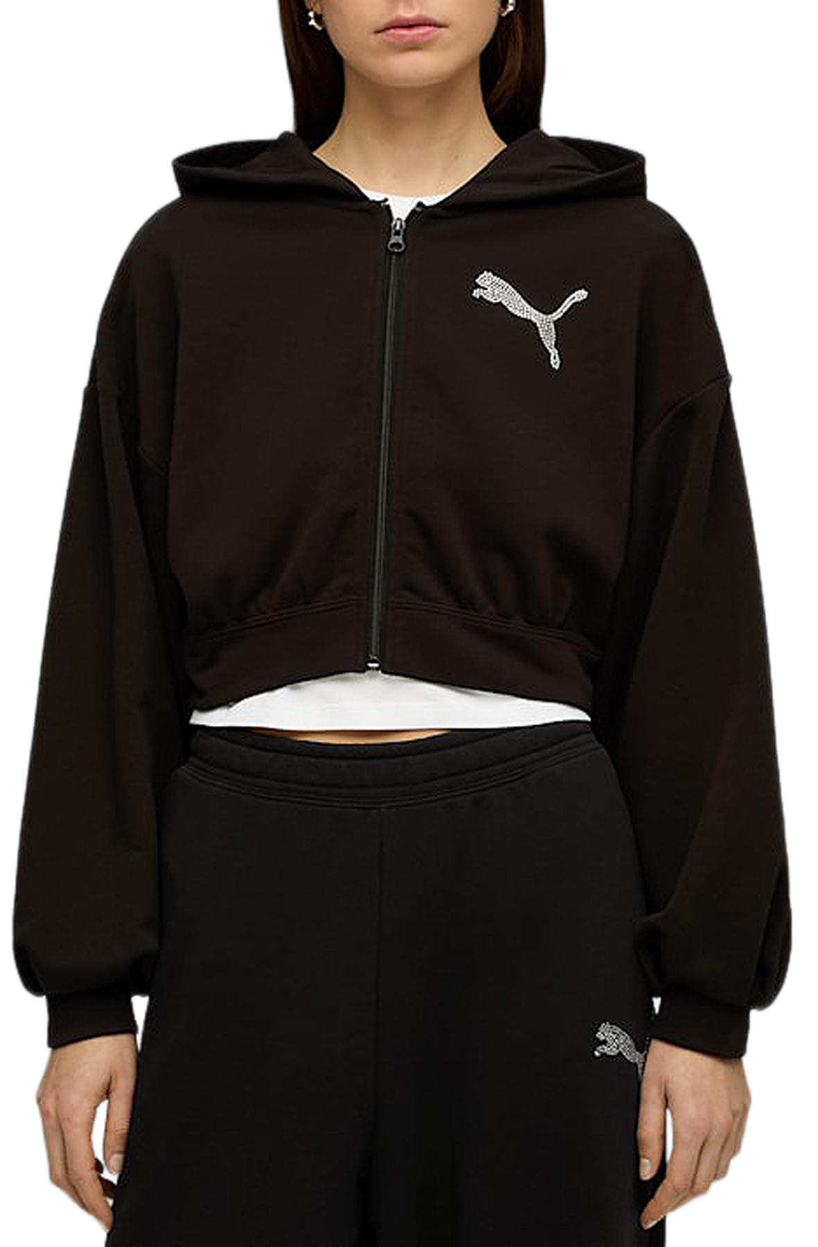 ポム PUMA Essentials Bedazzled Zip-Up Hoodie 63539401 - Shiekh