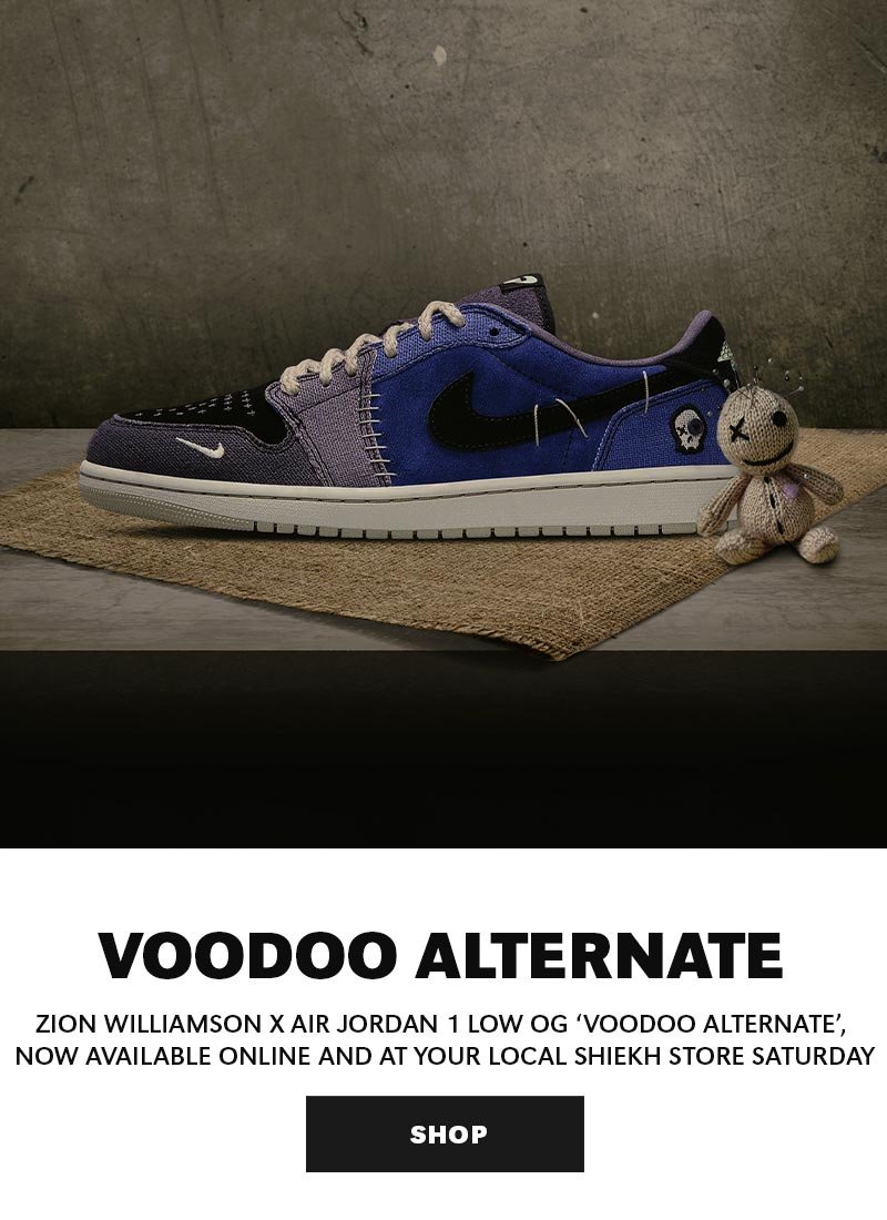 Shop ZION WILLIAMSON X AIR JORDAN 1 RETRO LOW OG VOODOO ALTERNATE